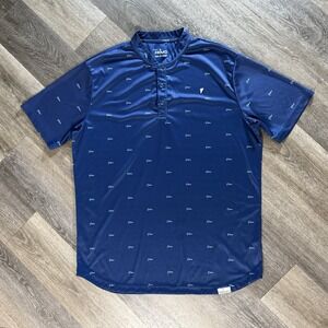 Primo Golf Polo Shirt Mens 2XL Blue Blade Collar Performance Stretch AOP